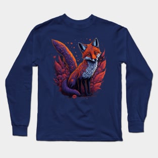 Clever fox Ablaze with flowers Long Sleeve T-Shirt